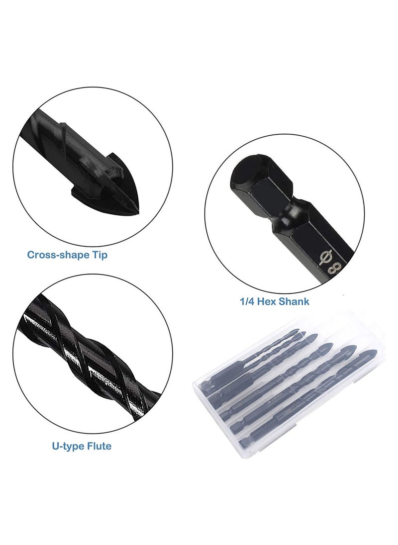 Cool Baby COOLBABY 7 Pieces Masonry Drill Bit, 3-12mm Concrete Tile Drill Bits Set, Cross Carbide Tipped Drill Bits for Drilling Wall, Wood, Brick, Ceramic and Plastic  - Image 5