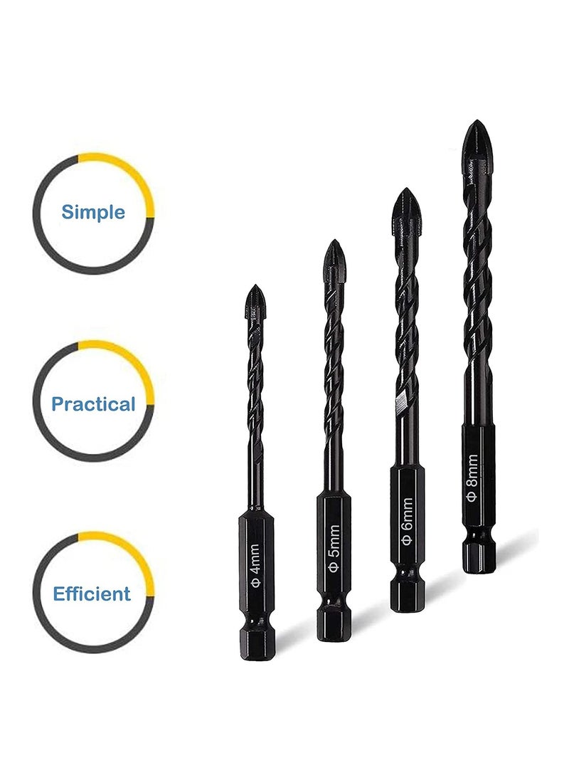 Cool Baby COOLBABY 7 Pieces Masonry Drill Bit, 3-12mm Concrete Tile Drill Bits Set, Cross Carbide Tipped Drill Bits for Drilling Wall, Wood, Brick, Ceramic and Plastic  - Image 4