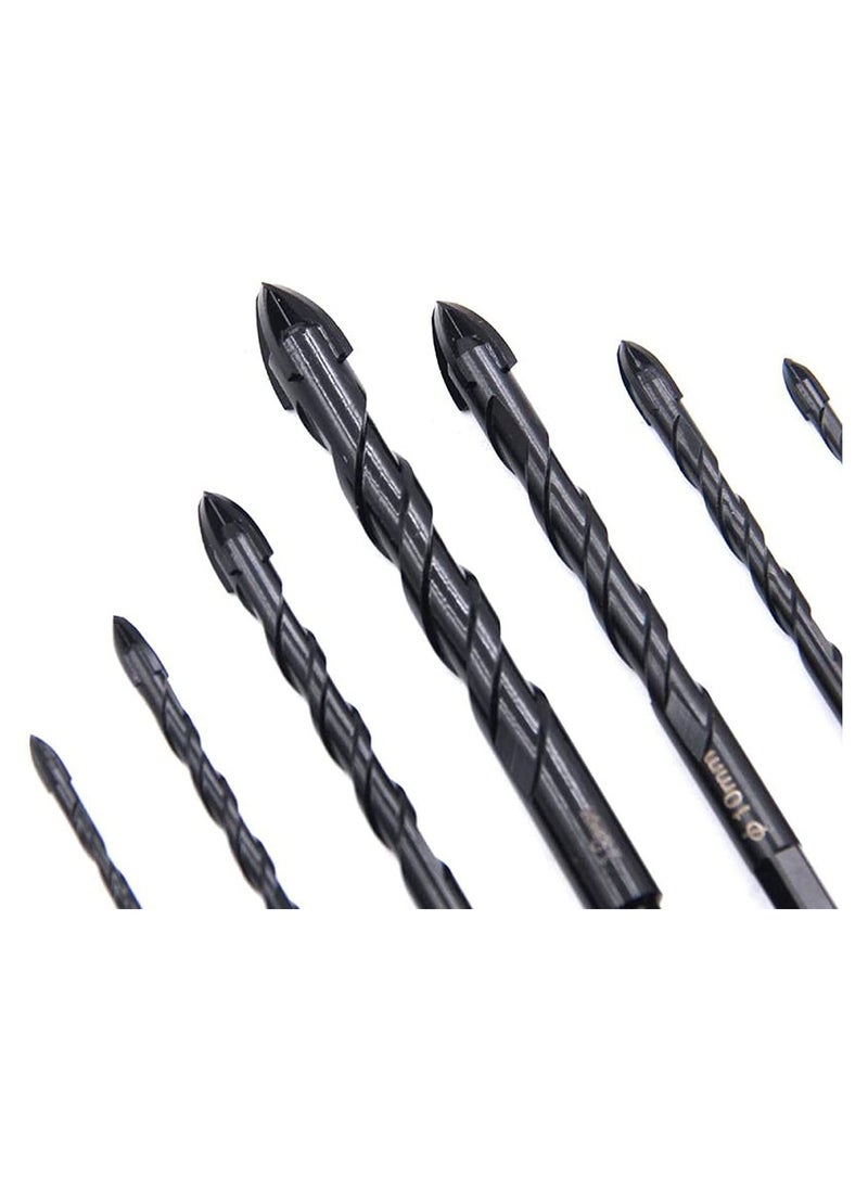 COOLBABY 7 Pieces Masonry Drill Bit, 3-12mm Concrete Tile Drill Bits Set, Cross Carbide Tipped Drill Bits for Drilling Wall, Wood, Brick, Ceramic and Plastic