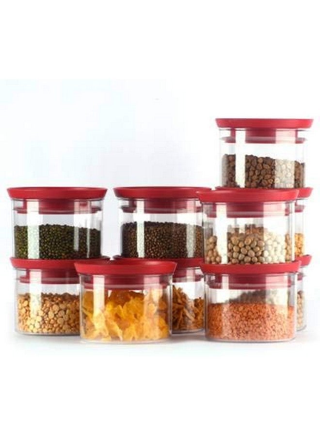 YouBee® Air Tight Kitchen Storage Container for Rice | Dal | Atta, BPA-Free, Flour | Cereals | Snacks | Stackable | Modular, Round, 500 Ml Set 12 (Red) - Image 4