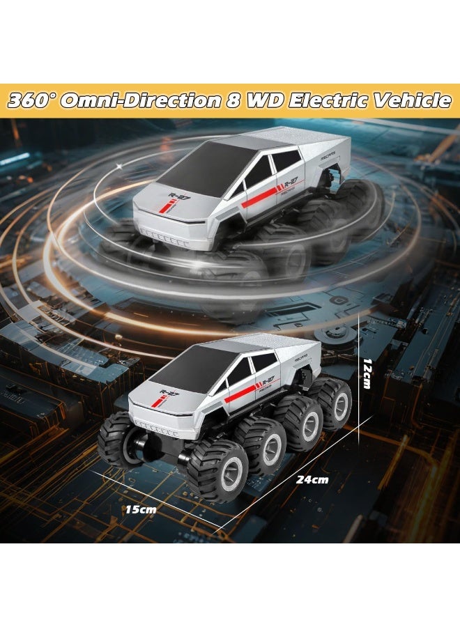 Amphibious Remote Control Car, 8WD 2.4GHz 1:18 Electric Vehicle Toy Off-Road Monster Truck with 2 Batteries, Waterproof Omni-Direction High-Speed Pickup All Terrain RC Jeep Gift for Boy Girl Age 8+ - Image 4