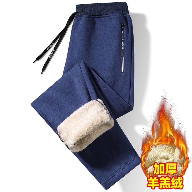 Men'S Casual Pants Winter Fleece Thickened Cotton Sweatpants Middle-Aged Sports Pants Large Size Jogger Long Pants - Image 1