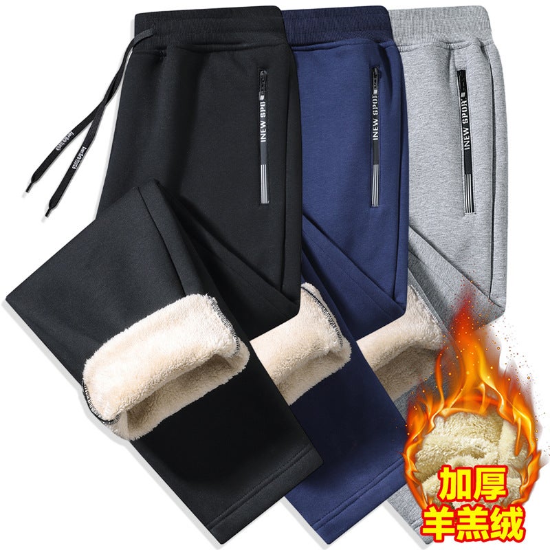 Men'S Casual Pants Winter Fleece Thickened Cotton Sweatpants Middle-Aged Sports Pants Large Size Jogger Long Pants - Image 2