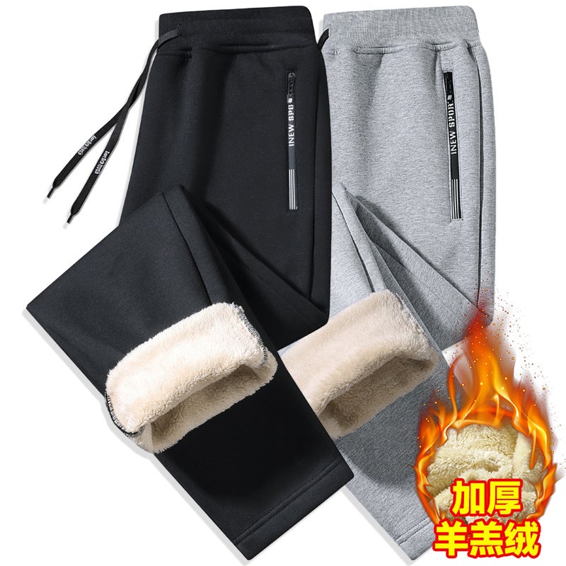 Men'S Casual Pants Winter Fleece Thickened Cotton Sweatpants Middle-Aged Sports Pants Large Size Jogger Long Pants - Image 4