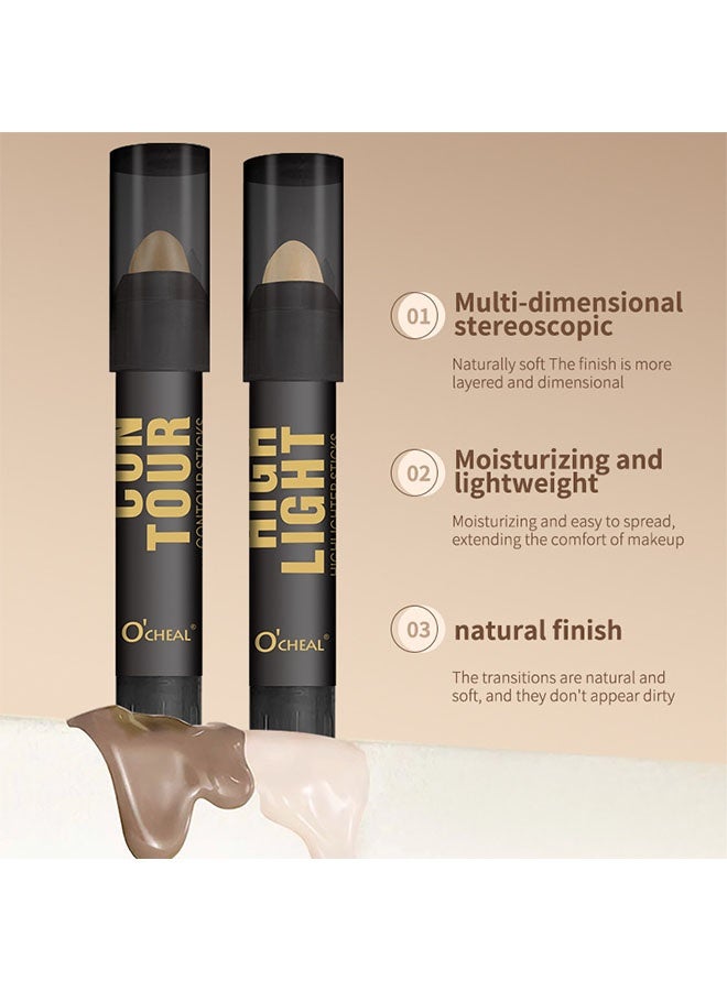 OCHEAL Highlight Sticks, Moisturize Highlighter,Non Stick Face Brightens & Shades Pencil,Long Lasting & Smooth Gliding Face Illuminator Makeup,Natural Makeup - Image 5