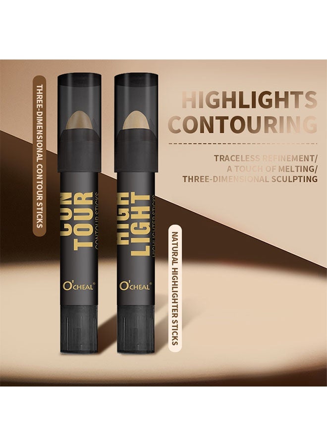 OCHEAL Highlight Sticks, Moisturize Highlighter,Non Stick Face Brightens & Shades Pencil,Long Lasting & Smooth Gliding Face Illuminator Makeup,Natural Makeup - Image 4