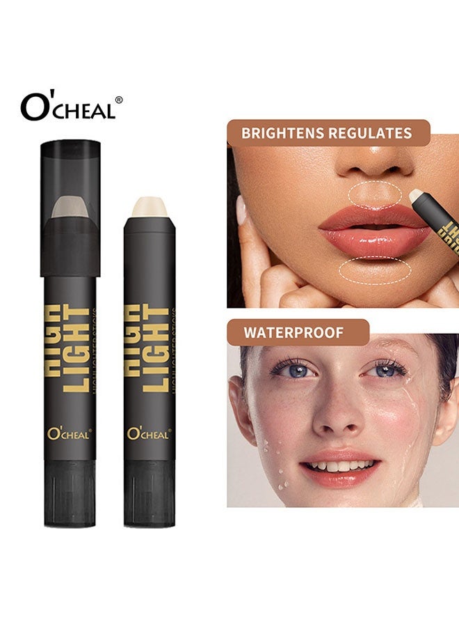 OCHEAL Highlight Sticks, Moisturize Highlighter,Non Stick Face Brightens & Shades Pencil,Long Lasting & Smooth Gliding Face Illuminator Makeup,Natural Makeup - Image 1