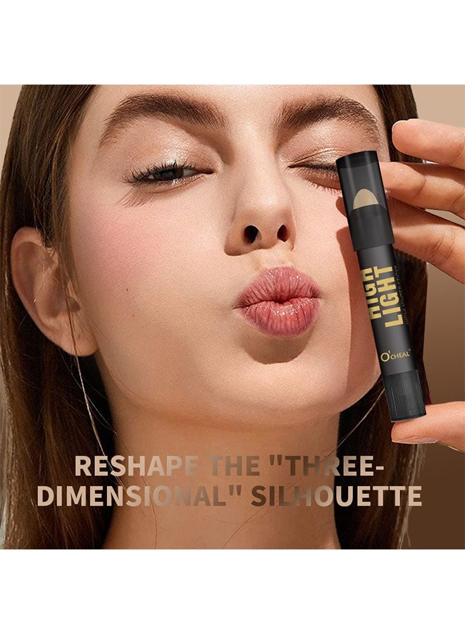 OCHEAL Highlight Sticks, Moisturize Highlighter,Non Stick Face Brightens & Shades Pencil,Long Lasting & Smooth Gliding Face Illuminator Makeup,Natural Makeup - Image 3