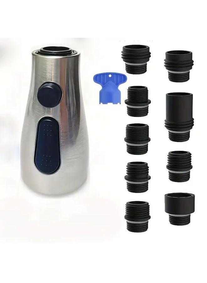 رأس صنبور المطبخ المطلي بالفضة بديل 3 أوضاع رشاش 9 فوهات توفير المياه حوض مغسلة الصنبور - Image 1