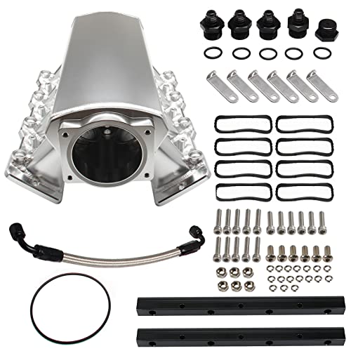 YESHMA For LS LS1 LS2 LS6 Intake Manifold Compatible with Chevy 4.8L 5.3L 5.7L 6.0L (102MM Silver) - Image 1