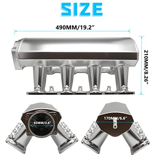 YESHMA For LS LS1 LS2 LS6 Intake Manifold Compatible with Chevy 4.8L 5.3L 5.7L 6.0L (102MM Silver) - Image 3