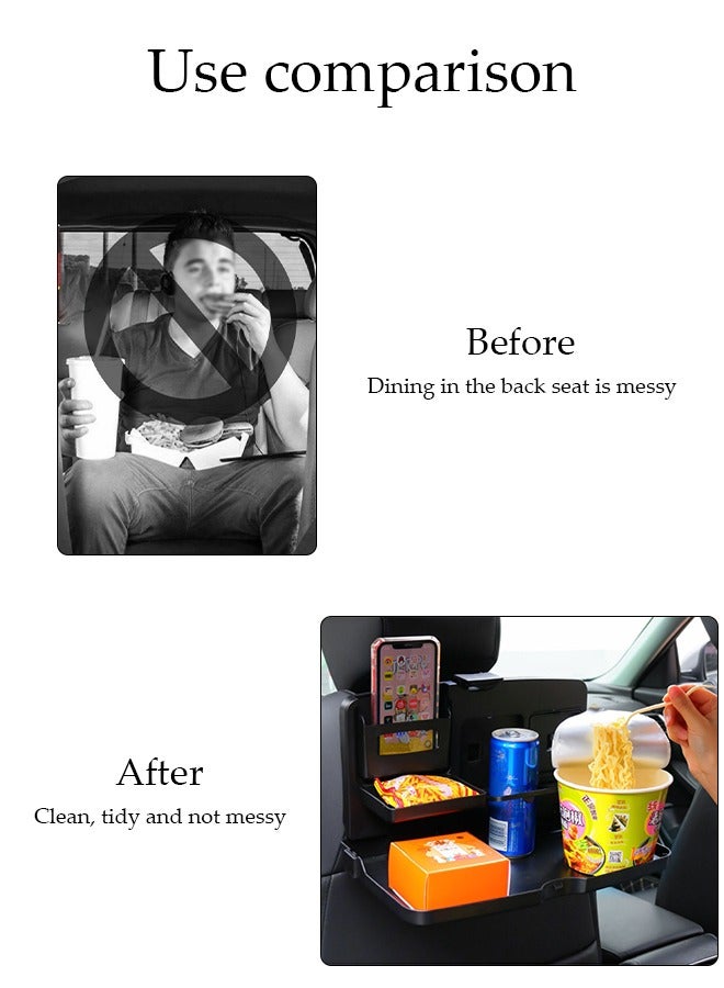 DUNISO Car Tray Table, Multifunctional Foldable Car Backseat Tray Desk, Portable Car Dining Table, Sturdy And Durable, Strong Load Bearing, Suitable For Most Vehicles Such As Cars, Trucks, And Small Trucks，Black  - Image 3