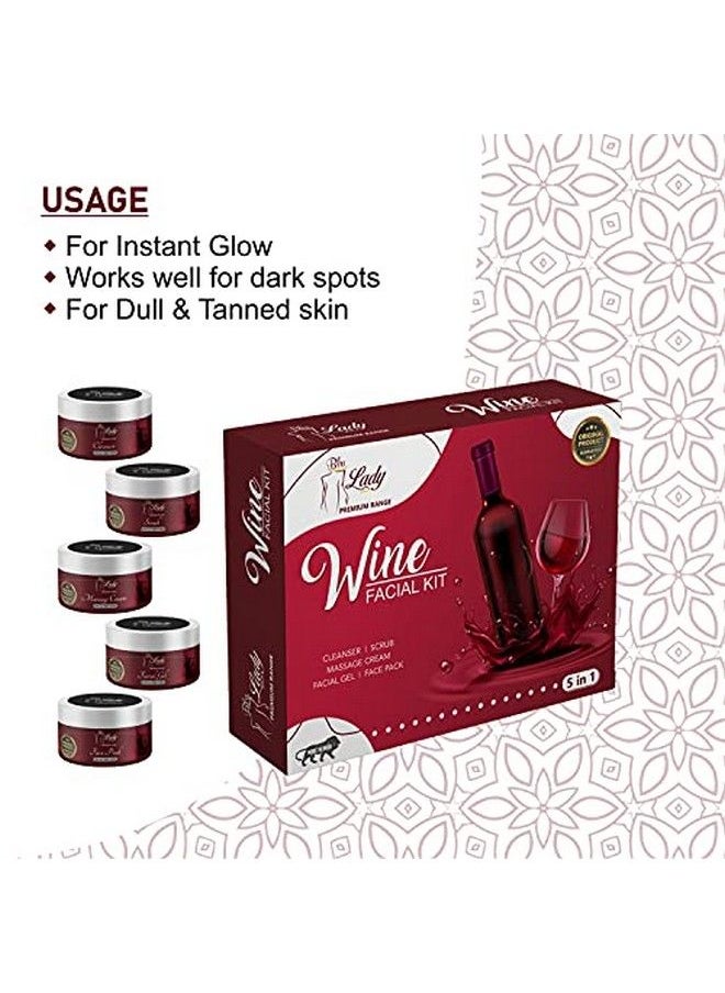 professional feel Blue Lady Red Wine Facial Kit (275 Gm) Best Face Skin Care Radiant / Skin Whitening Brighten Glowing/ Bridal Glow Diamond  - Image 3