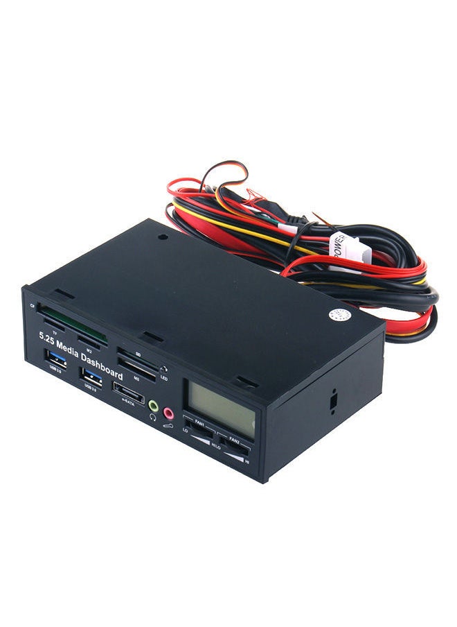NIBEMINENT - 5.25-Inch USB3.0 e-SATA All-In-1 Multi-function Front Panel Card Reader Black - Image 1