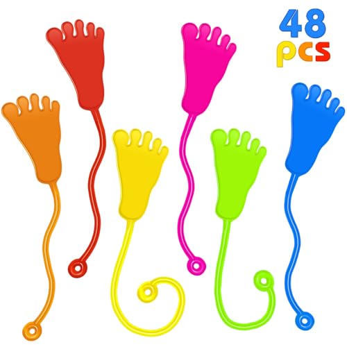 Genuvi Sticky Hands Bulk 48PCS Kids Party Favors Foot Shape Stretchy Sticky Hand Fidget Toys Kids Birthday Goodie Bag Stuffers Treasure Box Toys for Classroom Prizes Party Supplies Easter Egg Fillers - Image 1