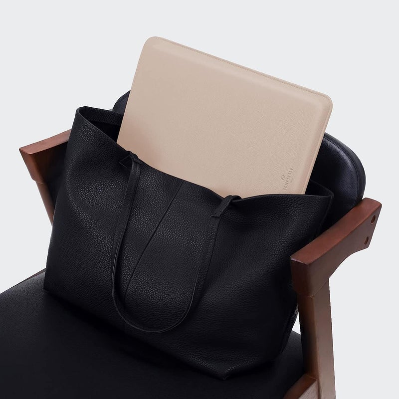 Comfyable Laptop Sleeve 14 Inch Precisely Compatible with MacBook Pro M5 M4 M3 M2 M1 Pro/Max 2025, Faux Leather Cover Case 14 in, Sand - Image 5