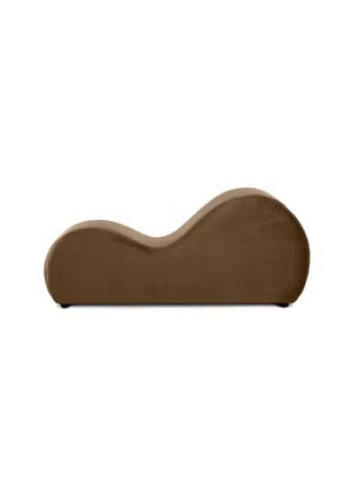 Soufa Dibaj Small Romantic Chaise Longue Luxury Solid Pattern Of Velvet Fabric - Light Brown -170x70x40cm - Image 3