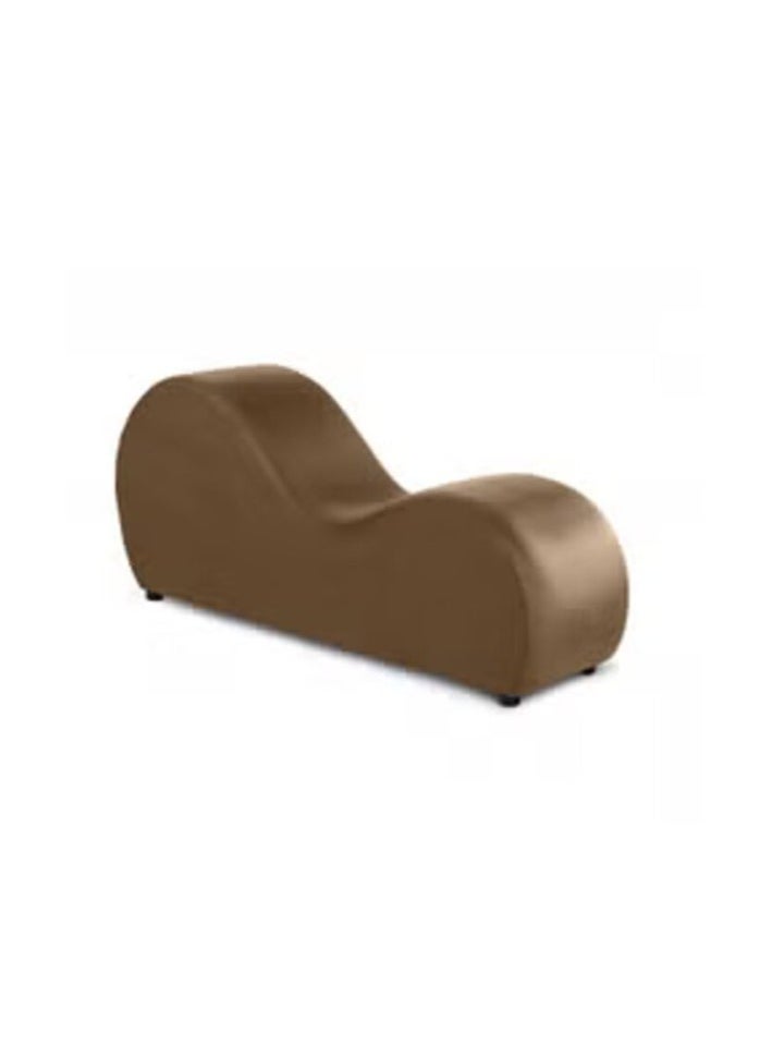 Soufa Dibaj Small Romantic Chaise Longue Luxury Solid Pattern Of Velvet Fabric - Light Brown -170x70x40cm - Image 2