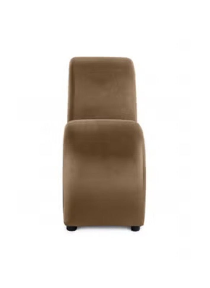 Soufa Dibaj Small Romantic Chaise Longue Luxury Solid Pattern Of Velvet Fabric - Light Brown -170x70x40cm - Image 5