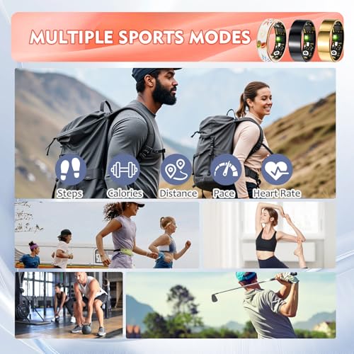 Kuxlagz Smart Ring Health Tracker for Women Men, Sleep Tracker with Heart Rate,SPO₂,Blood Pressure, Fitness Ring for Activity Monitoring, No Subscription, Step Tracker Ring for iOS&Android (Gold, #7) - Image 4