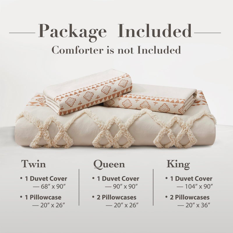 Oli Anderson Boho Duvet Cover Set King Size, Beige and Terracotta Color Clash 3 Pieces Microfiber Bedding Set, Durable and Super Soft Duvet Covers with Zipper and Ties, 104"*90" - Image 5