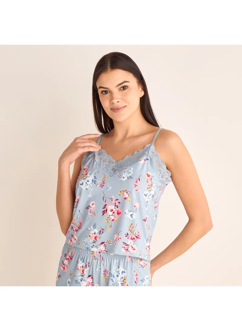 Splash FAV Floral Print Camisole Top and Elasticated Shorts Set
