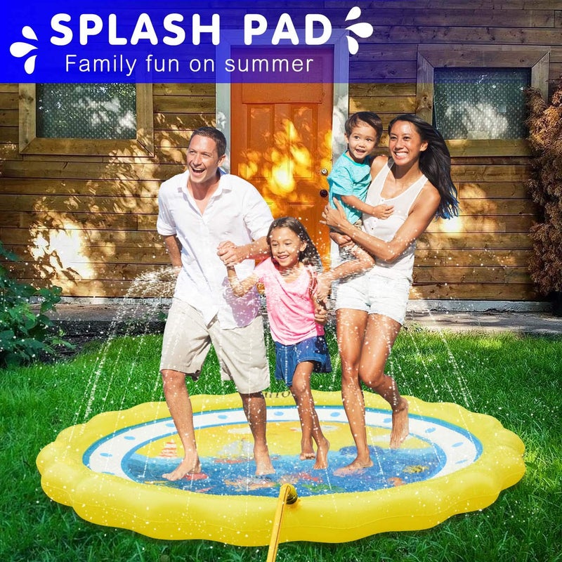 HITOP Kids Sprinklers for Outside Splash Pad for Toddlers  Baby Pool 3in1 60 Water Toys Gifts for 1 2 3 4 5 Year Old Boys Girls Splash Play Mat Ocean - Image 3