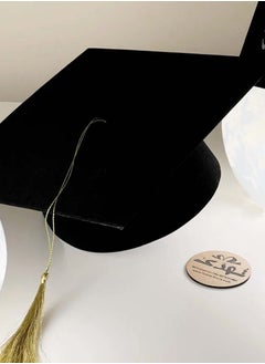 co arma Unisex Black Graduation Cap with Gold Fringe Adjustable Graduation Hat Lettering Congratulations Graduation  - Image 2