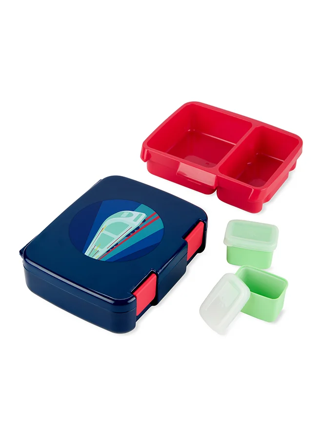 Skip Hop Spark Style Bento Lunch Box - Train | Leak-Resistant Lunch Container With Dividers & Snack Cups | Age 3+