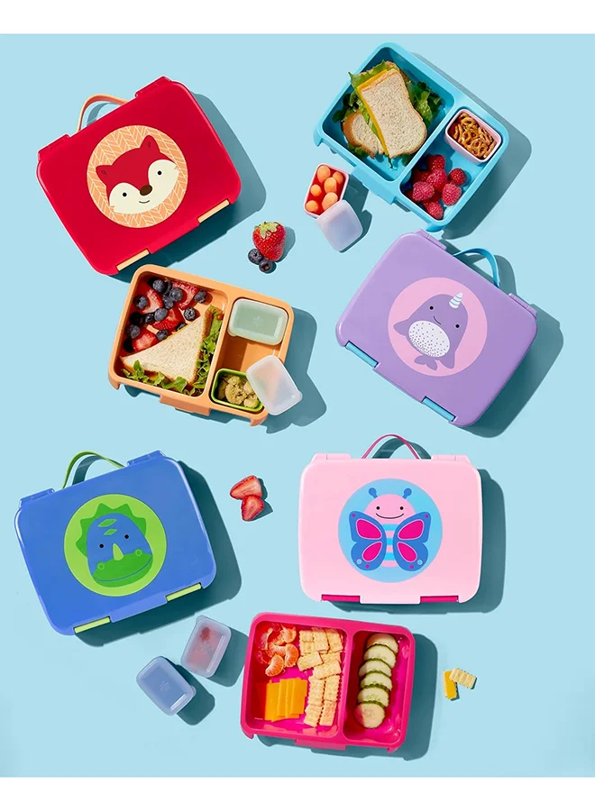 Skip Hop Spark Style Bento Lunch Box - Train | Leak-Resistant Lunch Container With Dividers & Snack Cups | Age 3+