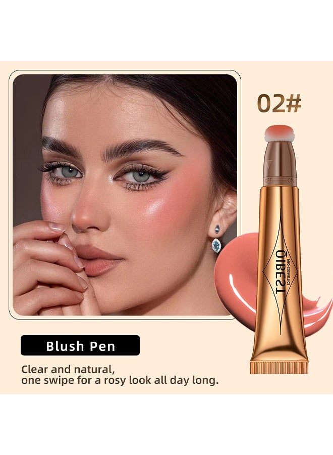 كيو آي بست أحمر الخدود هايلايتر مع وسادة قضيب مرفق سهل المزج طويل الأمد وسلس طبيعي غير لامع خفيف الوزن سوبر حريري كريم كونتور متعدد الوظائف قلم مكياج عصا #02 - Image 2