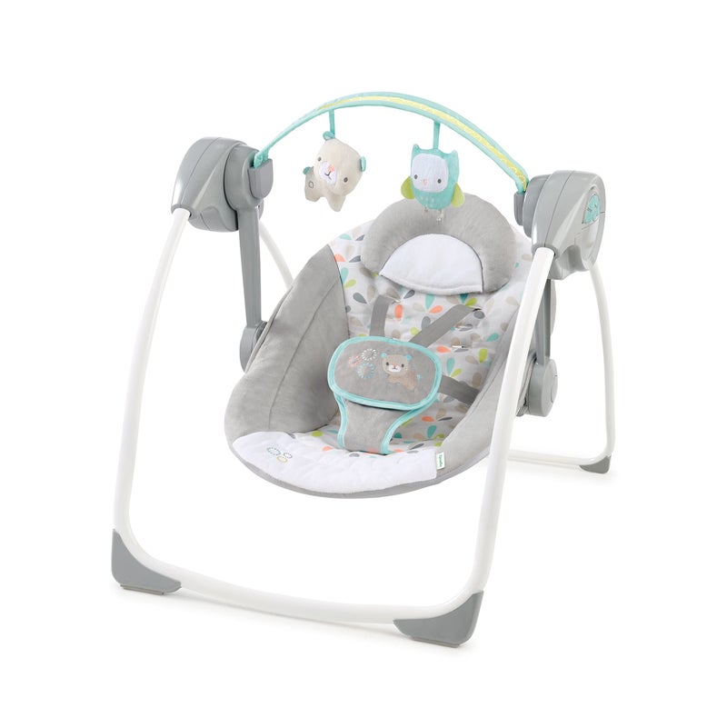 Ingenuity Comfort 2 Go Compact Portable 6Speed Cushioned Baby Swing with Music Folds Easy 09 Months 620 lbs Fanciful Forest