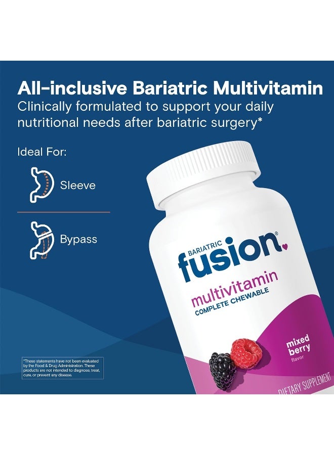 Bariatric Fusion فيتامينات متعددة قابلة للمضغ من بارياترك فيوجن بنكهة التوت المختلط مع الحديد لمرضى جراحة السمنة بما في ذلك تحويل مسار المعدة واستئصال المعدة بالمنظار - 120 قرص - Image 2