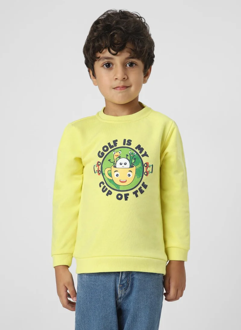 Nautinati Boys Graphic Printed Yellow Pullover Sweatshirt