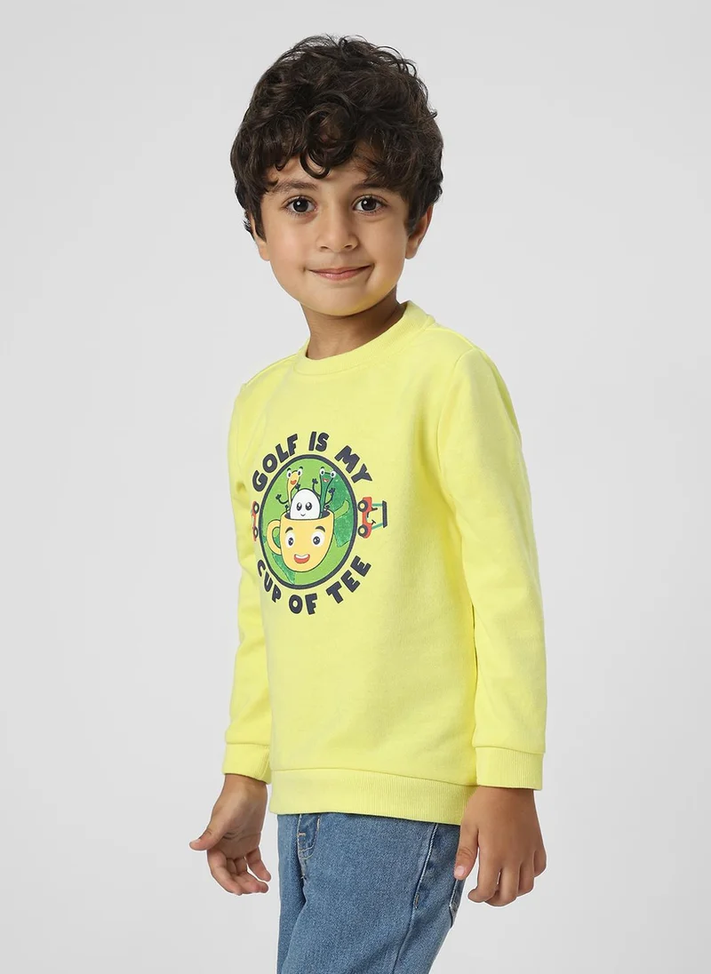 Nautinati Boys Graphic Printed Yellow Pullover Sweatshirt