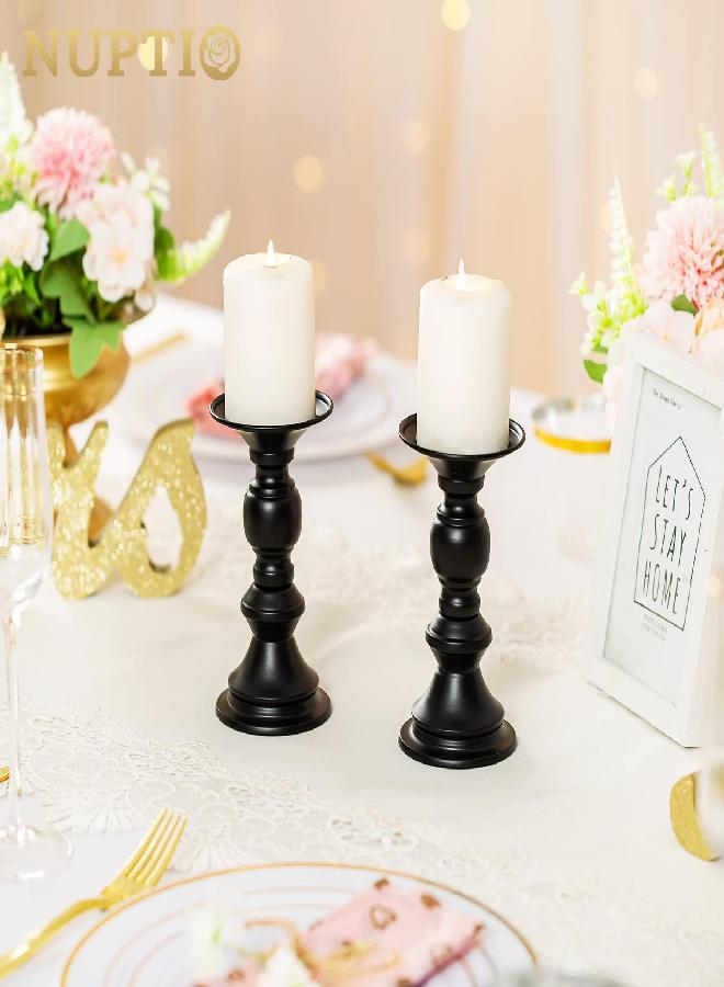 NUPTIO NUPTIO 2 Pcs Candle Holders for Pillar Candles, Black Candle Holder for 50mm Candles Christmas Halloween Mantlepiece Decorations, Ideal for Weddings Special Events Party Living Room