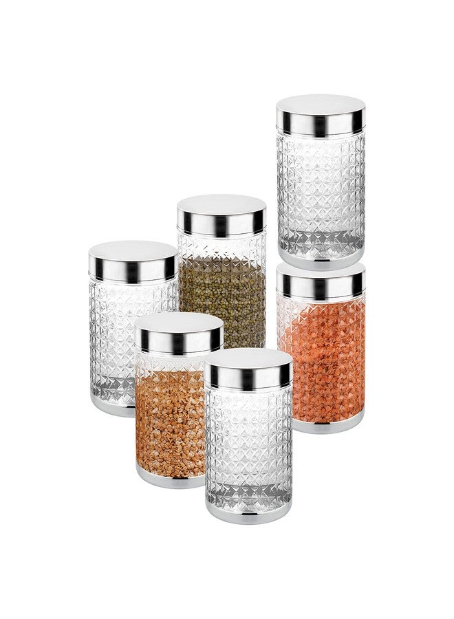 Sky Hector Celebration 6 Pcs Storage Pet Container Gift Set for Kitchen,1850 ml x 6 Pcs,Silver. - Image 1