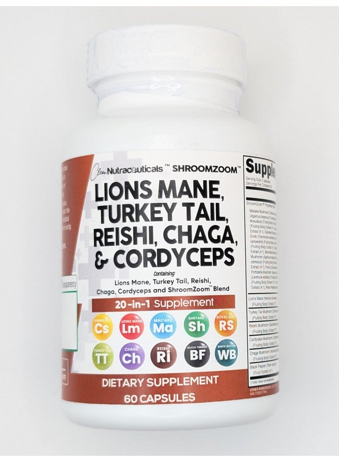 كلين نيوتراسيوتيكالز مكمل غذائي من فطر ليونز ماين ٢٠ في ١ من كلين نيوتراسوتيكلز مع فطر ذيل الديك الرومي، ريشي، كورديسيبس، شاجا، مايتاكي، ميشيما، بوريا، كوكوس، شيتاكي، محار، بورسيني، إينوكي - عبوة - Image 5