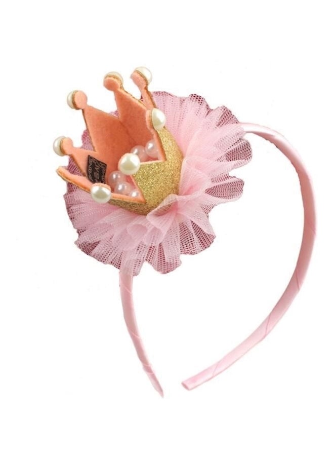 Shiny Princess Crown Hairband Pink/Orange/Gold - Image 1