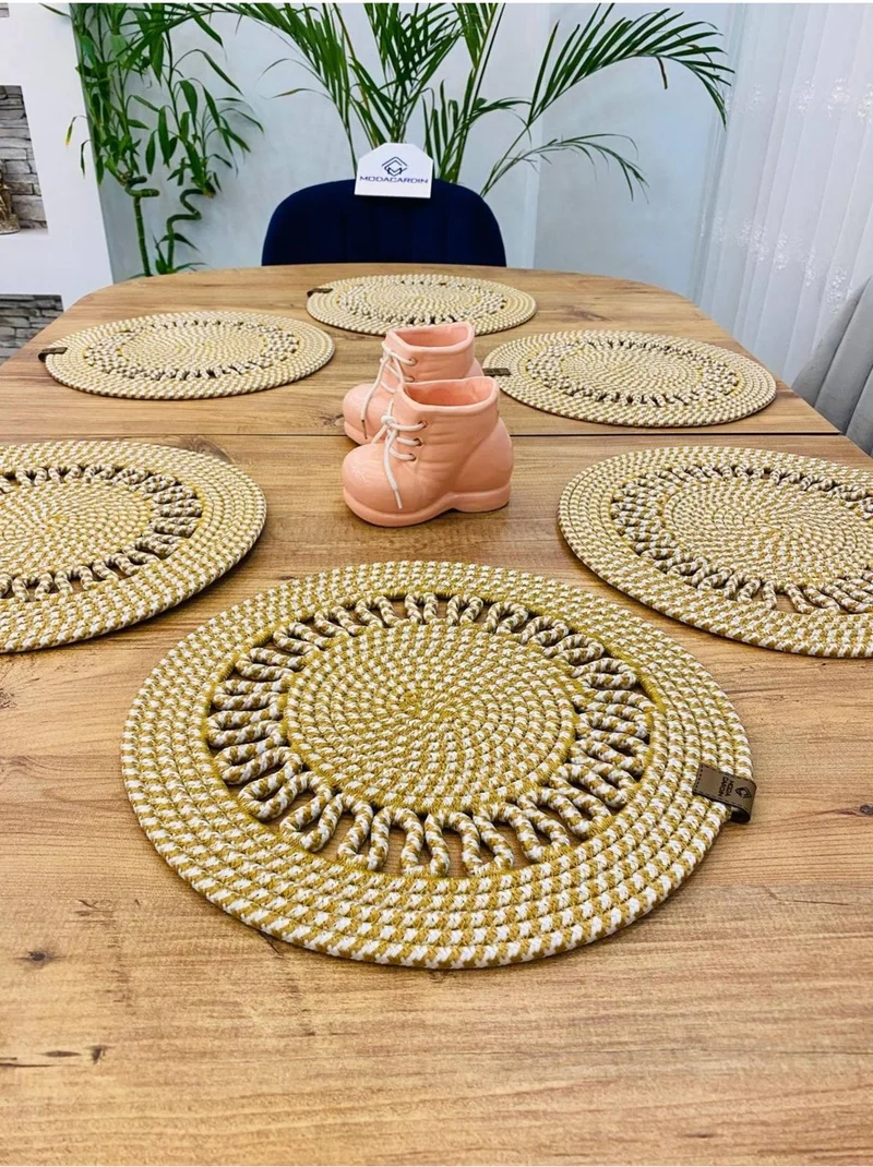 بدز ديري BDZ Leather Wicker Jute Presentation Plate Mat American Service 6 Pieces