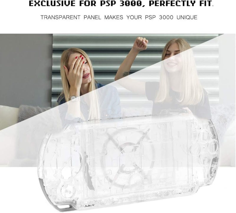 كلاراكو غطاء خلفي بديل كامل لجهاز ألعاب بلاي ستيشن المحمول PSP 3000، بتصميم مقاوم للصدمات والخدوش، باللون الفضي. - Image 4