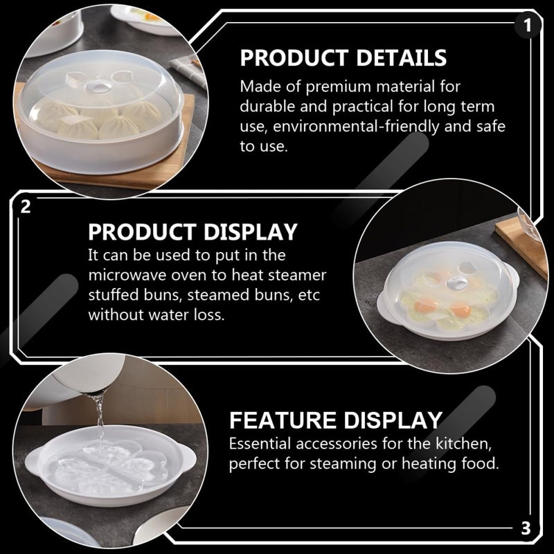 Microwave Steamer Basket With Lid For Vegetables Dumplings Heating Plastic Kitchen Food Cooking - Image 4