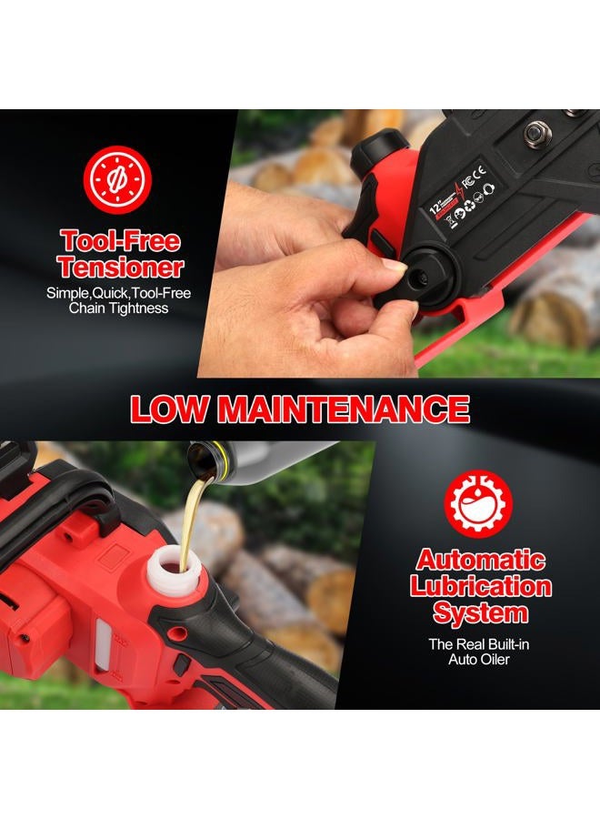 FXAFXA Brushless Electric Chainsaw 12" Cordless Tool Only for Milwaukee M18 18V Battery with Auto Oiler & Security Lock, for Tree Trimming and Branch Wood Cutting (Tool Only) (M) - Image 5