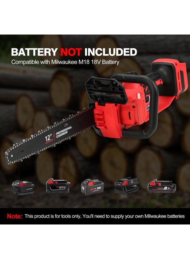 FXAFXA Brushless Electric Chainsaw 12" Cordless Tool Only for Milwaukee M18 18V Battery with Auto Oiler & Security Lock, for Tree Trimming and Branch Wood Cutting (Tool Only) (M) - Image 4