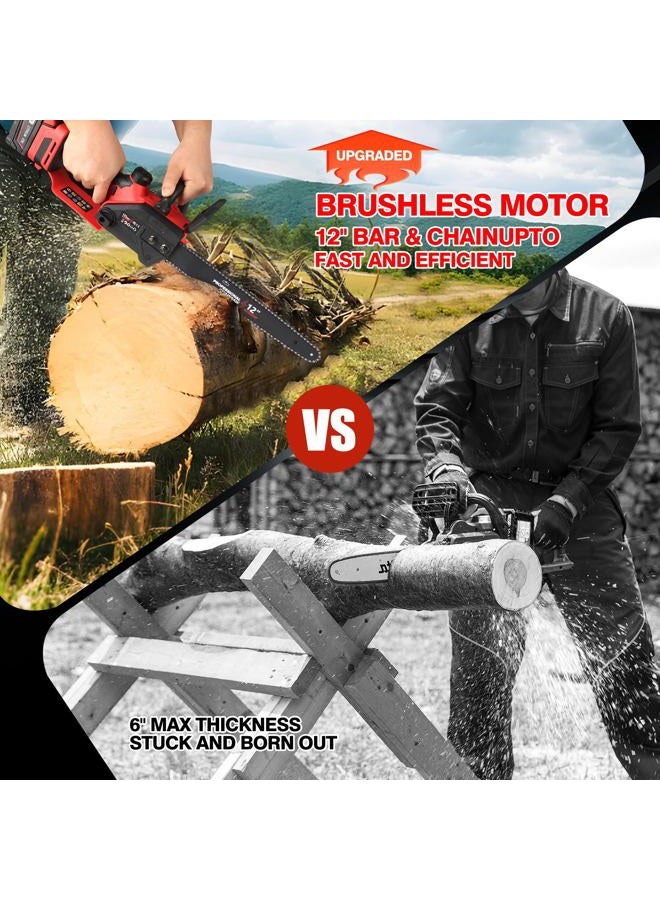 FXAFXA Brushless Electric Chainsaw 12" Cordless Tool Only for Milwaukee M18 18V Battery with Auto Oiler & Security Lock, for Tree Trimming and Branch Wood Cutting (Tool Only) (M) - Image 3