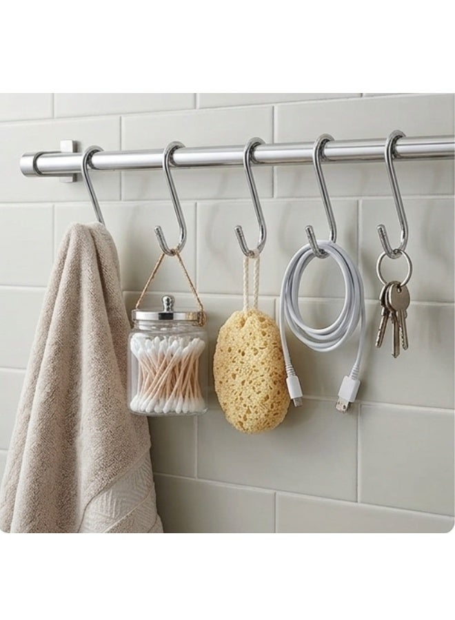 5-Piece Heavy-Duty S-Shaped Hanging Hooks – Rust-Resistant Metal Utility Hooks for Kitchen, Bathroom, Closet & Office Organization – 1.5 cm Opening - Image 4