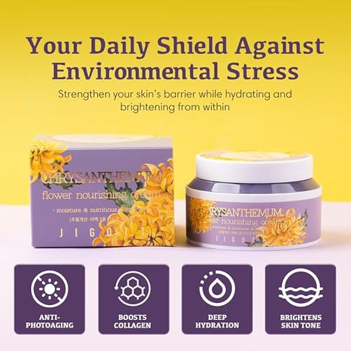 Jigott - Chrysanthemum Flower Nourishing Cream 3.38 FL OZ/ 100ml, K-Beauty Korean Skincare. - Image 5