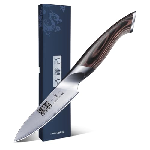 HOSHANHO 3.75 inch Paring Knife, Japanese High Carbon Stainless Steel Small Kitchen Knives, Ultra Sharp Fruit Knife with Ergonomic Pakkawood Handle - Image 1