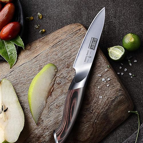 HOSHANHO 3.75 inch Paring Knife, Japanese High Carbon Stainless Steel Small Kitchen Knives, Ultra Sharp Fruit Knife with Ergonomic Pakkawood Handle - Image 5