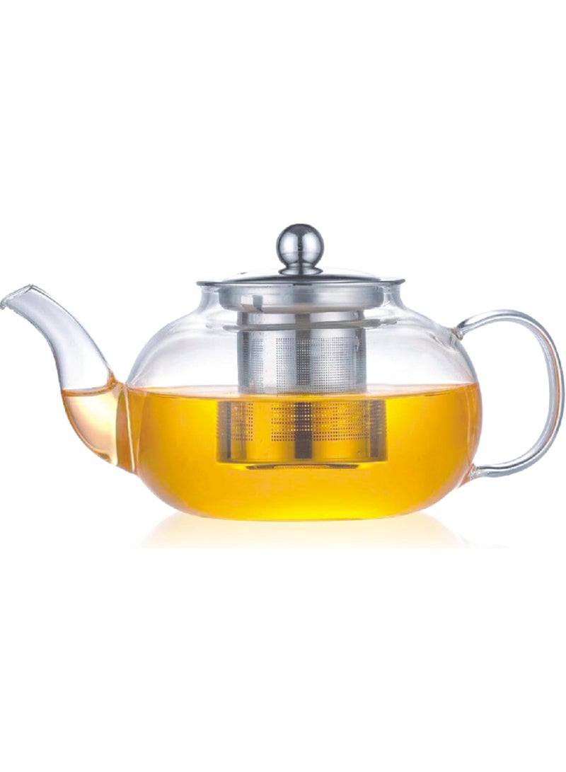 Orchid Neoflam Borosilicate Glass Tea Pot with Stainless Steel Infuser, Heat-Resistant Glass Kettle for Loose Leaf Tea & Herbal Brewing Pot, Durable Handle, Stovetop Safe Teapot (1000 ml) - Image 1